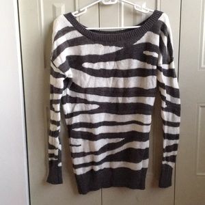 Express Grey and White Sweater